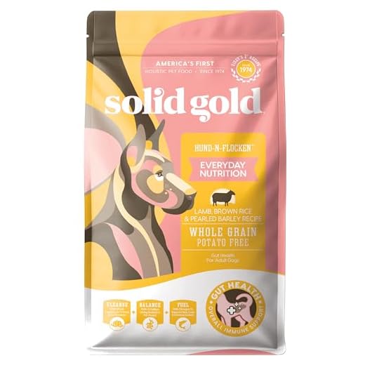 Solid Gold Lamb Dog Food Dry for Adult & Senior Dogs– High Protein Healthy Dog Kibble for Medium & Large Breeds – Whole Grain, Omega 3 & Digestive Probiotics for Gut Health & Everyday Nutrition – 4 LB