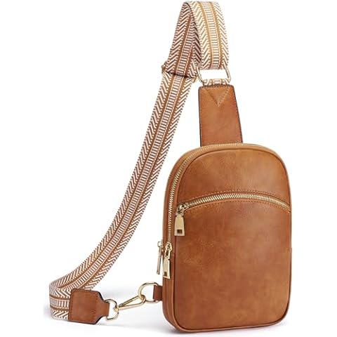 Yarnic Small Sling Bag for Women Men, Anti Theft RFID Crossbody bags Vegan Pu Leather Travel Cross Body Purses, Chest Bag with Adjustable Strap (Dark Brown) Cover