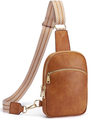 Yarnic Small Sling Bag for Women Men, Anti Theft RFID Vegan Pu Leather Travel Cross Body Purses, Chest Bag with Adjustable Strap (Dark Brown)