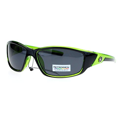 Nitrogen Polarized Mens Classic Oval Plastic Warp Sport Sunglasses Green