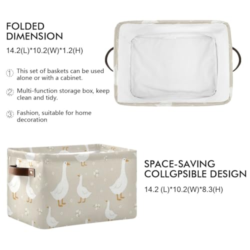 Image of Aslsiy Storage Basket Cute White Gooses Nursery Bins Baby Box Canvas Clothes Shelf Basket Laundry Hamper Gift Basket for Home Closet 1 Pcs
