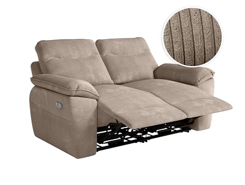 LOUNGITUDE Canapé de Relaxation électrique Ross 2 Places en Velours côtelé