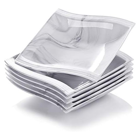 MALACASA Flora Juego de Platos de Porcelana de Mármol Gris Cover