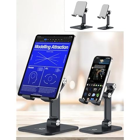 OCYCLONE 2 PCS Desk Stand (Black Tablet Stand and Black Phone Stand) Cover