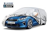 【RESISTENTE A LA INTEMPERIE】 La funda coche exterior Kayme puede proteger su coche todo el año. En primavera y otoño, puede proteger su coche de los excrementos de sol, pájaros, hojas caídas, polvo levantado y viento; En verano, puede resistir mejor a los rayos ultravioletas gracias a la alta reflectividad de aluminio; En invierno, su coche nunca se verá afectado por nieves y escarchas.