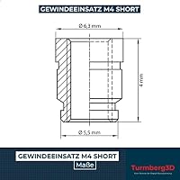 Turmberg3D - Gewindeeinsatz M4 short (50 Stück) / M4x4 Messing Gewindebuchsen/Einschmelzmutter für Kunststoffteile für 3D-Drucker Teile (M4x4) – Ansicht 6