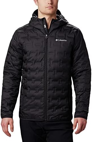 Columbia Men's Delta Ridge Down Hooded Jacket, Hooded Puffer Down Jacket, Black, Size XXL