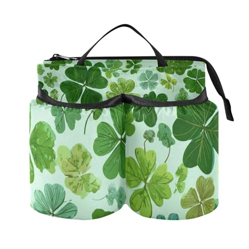 Image of Luggage Cup Holder for Suitcases Free Hands Suitcase Cup Holder Travel Luggage Drink Holder Portable Luggage Cup Caddy Bag Carrier with Handle Green Nature St Patrick Clovers