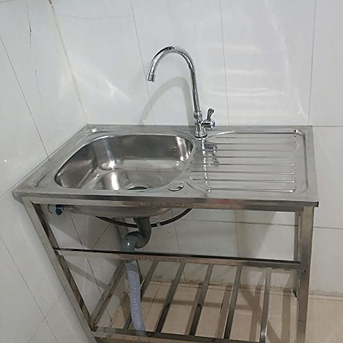 Melpis Stainless Steel Kitchen Sink - Freestanding 30" Outdoor Workstation Kitchen Sink With Basket Strainers, Grids, Single Bowl Sinks, Utility Washing Hand Basin For Laundry, Space Saving #TOP4