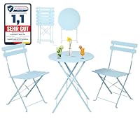 Set Bistrot 3 Pezzi Albatros - Tavolo E 2 Sedie Pieghevoli Nero - Per Balcone E Giardino - Foto 5