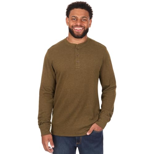 Coleman Long Sleeve Brushed Back Stretch Twill Double Knit Henley Shirt with Textured Fabric Detail