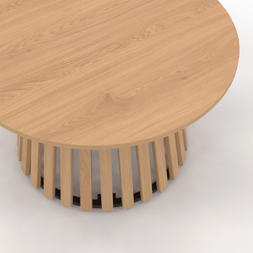 Table basse ronde CARMEN 70cm bois/métal IDMarket