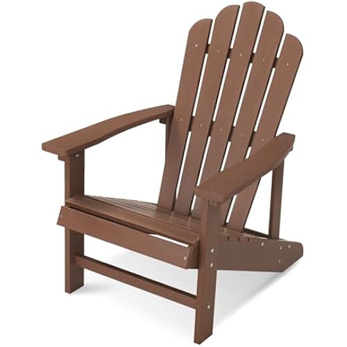 Adirondack Chair, HDPE All-Weather Outdoor Patio Chair, Brown