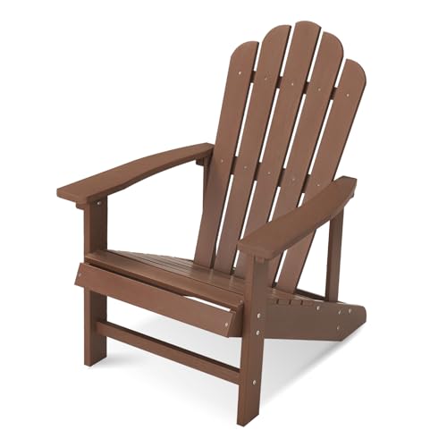 RICNOD Adirondack Chair, HDPE All-Weather Outdoor Patio Chair, Brown