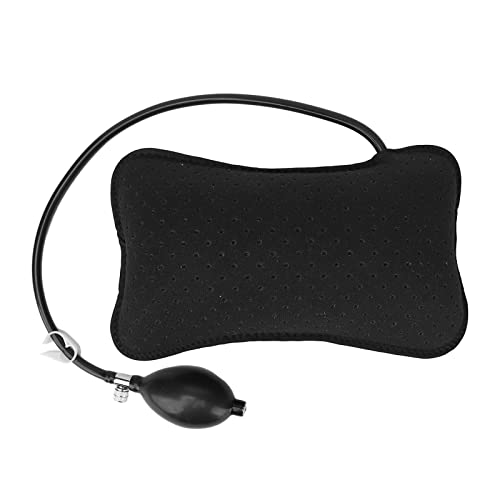 Tomantery Portable Lumbar Support Pillow, Inflatable Lumbar Pillow Disassembly Pain Relief Black Ergonomic Design with Extended Inflatable Ball for Office