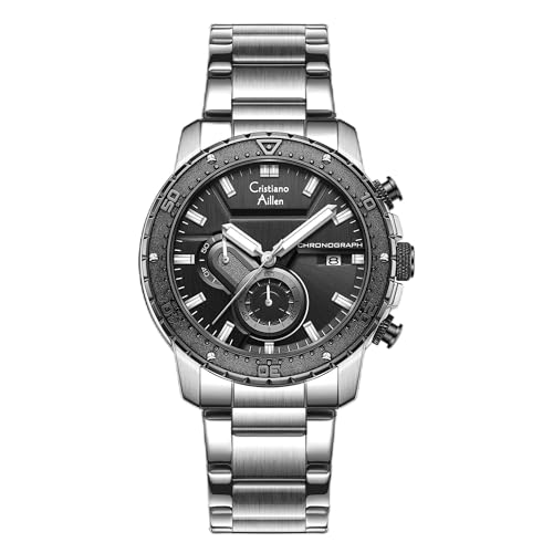 Image of Men's Analog Chronograph Watch for Men with Date Display, Luminous Hands, Water Resistant, Black Dial, Stainless Steel Strap, Casual & Formal Wrist Watch