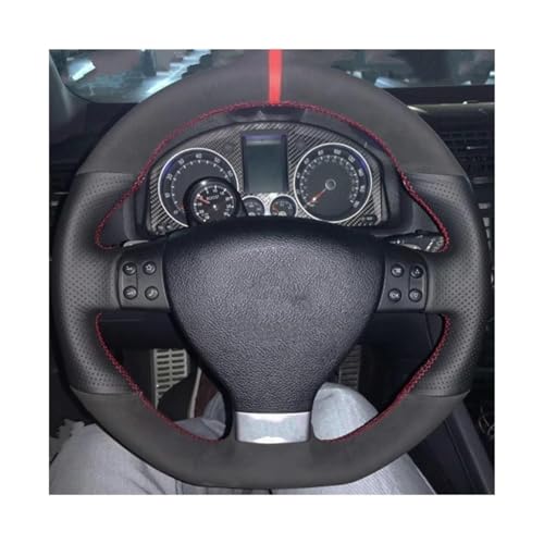 Per Golf 5 Mk5 GTI Per VW Golf 5 R32 Per Passat R GT 2005 Coprivolante per auto Pelle scamosciata nera Cucita a mano fai da te