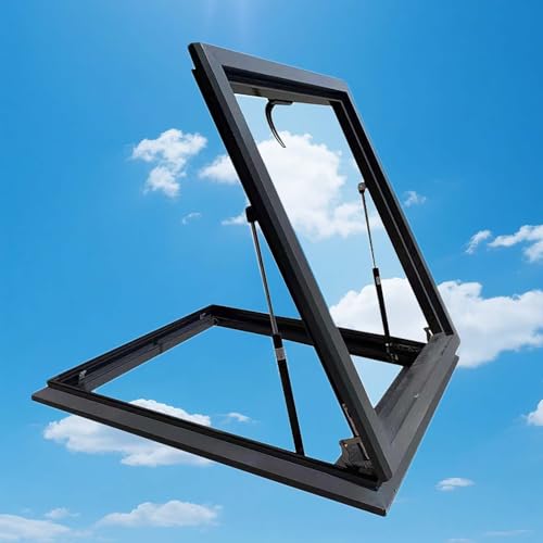 Fenêtres pour Toits, Lucarne Ouverture, en Aluminium,en verre trempé, Fenêtre de Sortie de Secours pour Grenier/Sous-sol, Puits de Lumière Personnalisable pour Toit Plat ou Incliné(32x24in/80x60cm)