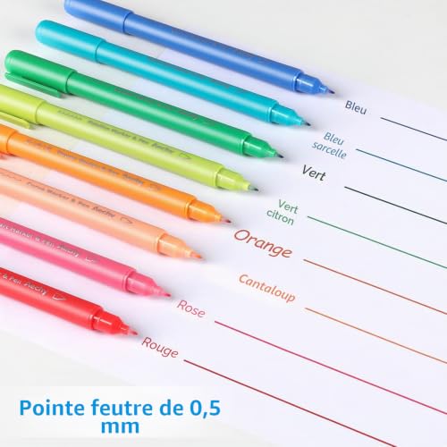 AECHY Ensemble de 8 surligneurs pour la prise de notes, stylos à double pointe avec 6 motifs différents et 8 couleurs, ensemble de stylos courbes pour le journaling, le scrapbooking et la papeterie – vue 4