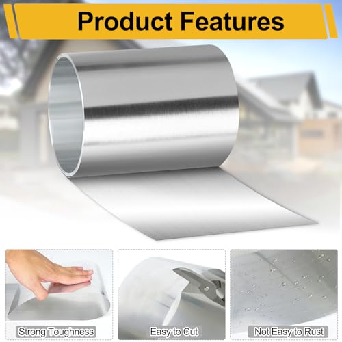 Vigorous 6in x 25ft Aluminum Flashing, 0.2mm Waterproof Metal Roofing Panels,1060 Aluminum Flashing Roll for Roof Flashing, Stains Moss and Mildew Prevention, Sealing Windows Doors, DIY Craft