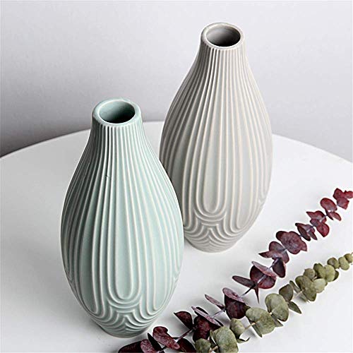 Vase en céramique MU plante fleur grès moderne blanc bleu maison - 5