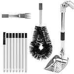 Gutter Cleaning Brush Kit - 4m Extendable Telescopic Pole, Adjustable Angle, Heavy Duty Stainless Steel & Nylon Bristles - Includes Gutter Scoop, Rake & 8 Detachable Rods for Downpipe, Eaves Cleaning