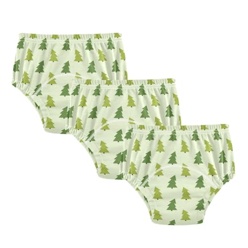 Pantalones de entrenamiento para ir al baño para niñas pequeñas, ropa interior de algodón suave para mojar la cama, ropa interior corta para niñas pequeñas, Árboles de Navidad verdes, 24 meses