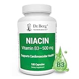 Dr. Berg Highly-Potent Niacin 500 mg – Now Only 125 mg per Capsule for Niacin Flush Tolerance Building – Gradually Increase to 500mg a Day – Vitamin B3 for Heart, Brain & Energy Support – 100 Capsules