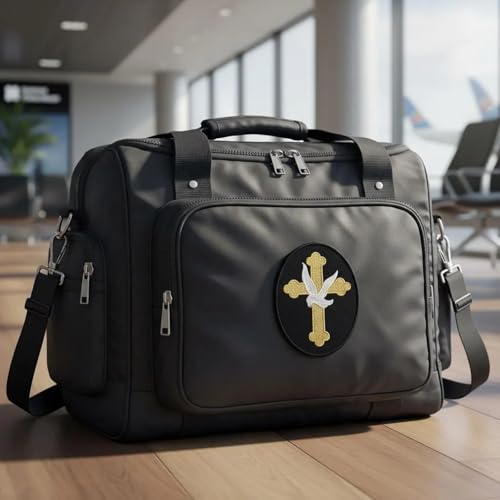 Christian Gold Cross Patch 3.5 Inch Embroidered Iron/Sew on Badge White Dove Peace Symbol Applique