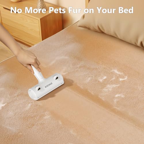 Image of ACE2ACE Pet Hair Remover, Reusable Lint Roller for Cat and Dog Hair, White | Self Clean Cat Hair Remover with Dust Bin, Dog Hair Remover for Couch, Furniture, Carpet, Sofa and Bedding