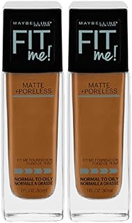 Maybelline Fit Me Matte + Poreless Liquid Foundation Makeup, Cappuccino, 2 COUNT Oil-Free