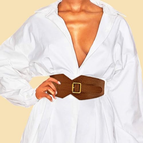 COSYDAYS Black Corset Belt Leather Wide Stretchy Waist Belts Fashion Elastic Waistband Accessories for Women3