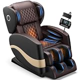 TLIFE Massage Chair Full Body Zero Gravity Recliner 14 Fix Rollers, Brown