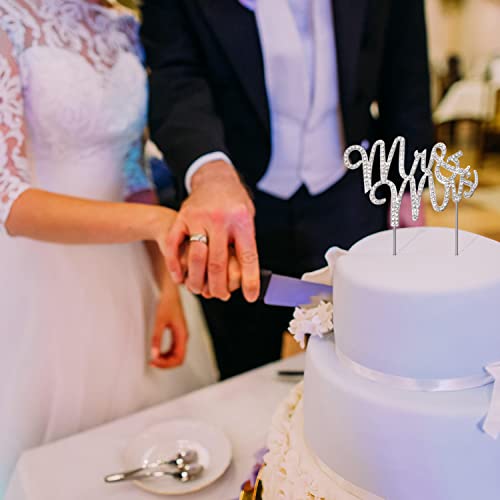 Mr And Mrs Wedding Cake Topper - Sparkly Crystal Rhinestone Sign For Wedding Cake, Premium Silver Metal, Idea For Wedding Party And Wedding Anniversary Decoration (Mr And Mrs Silver) #TOP4