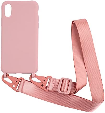 PuYu Zhe Case Compatible with iPhone 13 Pro Max Crossbody Case Silicone Soft Matte,Cover TPU Shell Adjustable Neck Cord Strap Stylish Shockproof Case,Lanyard Case-Black