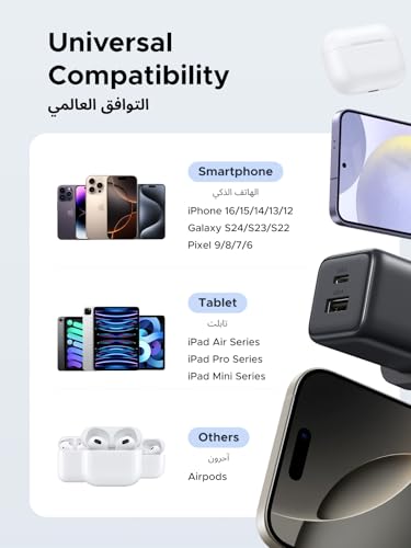 شاحن من يوجرين بتقنية USB، متوافق مع الهواتف الذكية والأجهزة المحمولة، بمنفذين