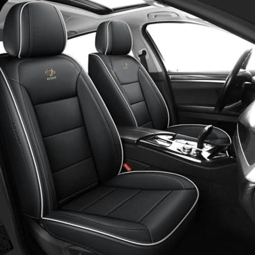 HOBIVA Fundas de asiento de coche universales para Isuzu All Models D-Max Mu-X 5 Seats Isuzu Tous Les modeles D-Max mu-X accesorios de coche, líneas blancas y negras