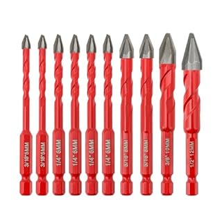 FOCSTOL Set Punte Trapano a Secco - Set Punte in Carburo con con Codolo Esagonale a Cambio Rapido per Legno Plastica Ceramica Piastrelle Materiale Morbido 10 pezzi (5mm*2+6mm*4+8mm*2+10mm+12mm)