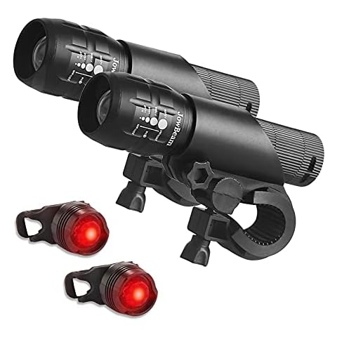 JowBeam 2 Packs Bike Light Set Super Bright Focus Adjustable Front Headlight and Rear LED Mountain Bicycle Light, Mount Included JB866 Cover