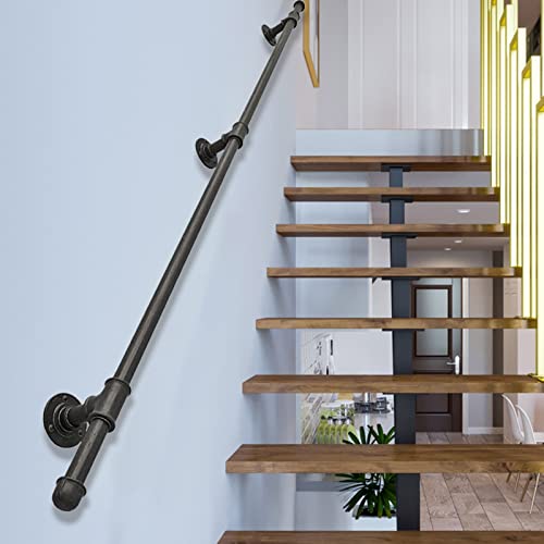 Main courante pour escalier métallique kit complet garde-corps mural