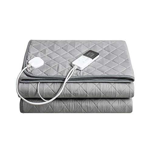 Zzmop Manta de Plomería Eléctrica,Almohadilla de Colchón Grande con Calefacción con Temporizador,Temperatura Constante Inteligente,Tela Suave Cepillada,Gris,Rosa Cover
