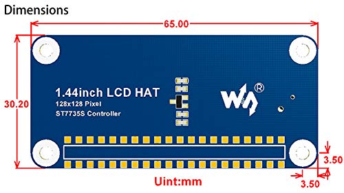 Image of waveshare 1.44inch LCD Display HAT for Raspberry Pi 3B+ /3B /2B /3B+ /Zero /Zero W,128x128 Pixels SPI Interface RGB, 65K Display Color ST7735S Driver
