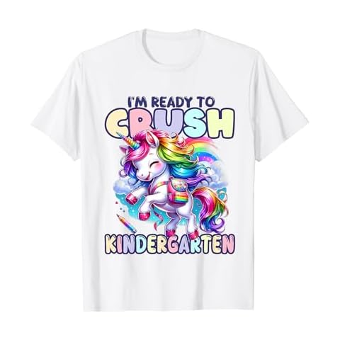 Crush Kindergarten Girls Back to School Unicorn First Day T-Shirt Cover