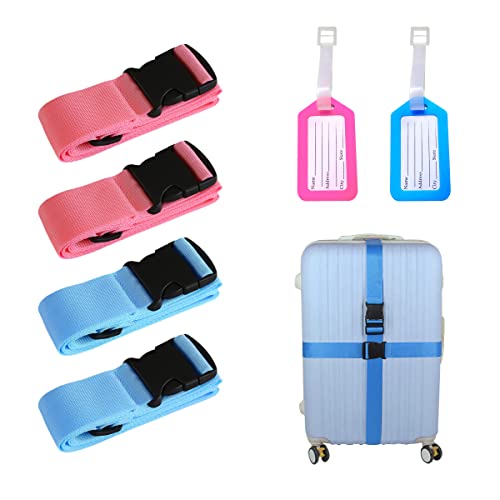 4 sangles de valise avec étiquettes à bagages Cover