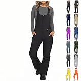 PAIDAXING Pantaloni da sci impermeabili da uomo donna termici con cerniera antivento pantaloni da neve invernali caldi a vita alta bavaglini da sci snowboard salopette per escursioni all