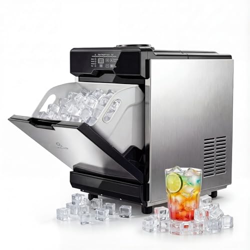 Image of Kilig CT Ice Maker | 45 Clear Ice Cubes in 12-20 Mins | Dual Water Supply (RO Inlet + 20L Can) | 13 Ice Thickness Levels | Slow-Melting Ice | Self-Cleaning | 6 Kg Storage - Silver /Black