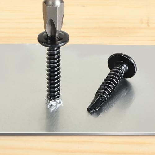 SVLING Self Drilling Screws for Metal,#8 x 1/2 Inch 180Pcs Sheet Metal Modified Truss Head,410 Stainless Steel Self Tapping Screws