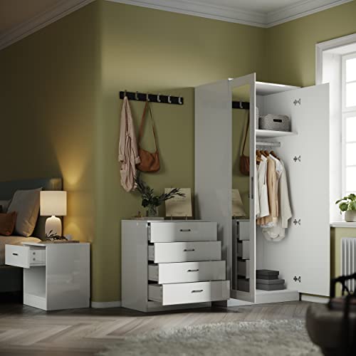 image for ELEGANT High Gloss Mirrored Wardrobe Set 2 Doors Wardrobe with Mirror 
