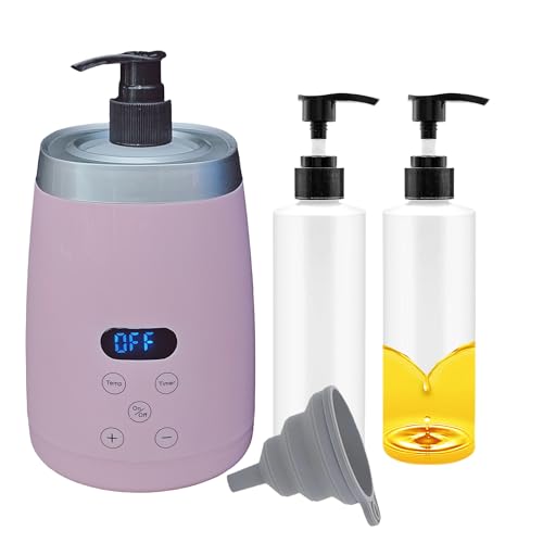 Professional Massage Oil Heater, Adjustable Massage Heater with 2 Bottle Dispensers and Lotion Heater LED Display, Oil Bottle for Spa, Massage Heater for Salons