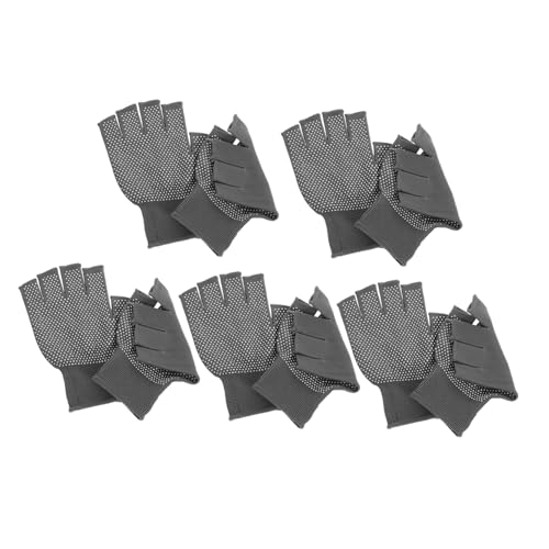 Mikikit 5 Pairs Mens Lightweight Fingerless Work Gloves Breathable Non Slip Grip for Cold Weather Cycling Driving and Repair Tasks Versatile Durable and Design